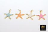 Star Enamel Gold Charms, Baby Blue Starfish Pendants #36, Pink Peach and White