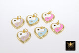 Baby Blue and White Heart Charms, CZ Pave Yin Yang Heart Shape Enamel Charm #332, for Bracelet or Necklace Jewelry