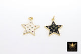 CZ Star Charm, Gold Black or White Enamel Small Starburst, AG 333