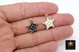 CZ Star Charm, Gold Black or White Enamel Small Starburst, AG 333