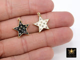 CZ Star Charm, Gold Black or White Enamel Small Starburst, AG 333