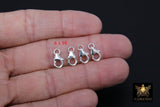 925 Sterling Silver Lobster Clasps, Silver Trigger Clasps #2774, Sizes 6 x 10 - 11.5 mm