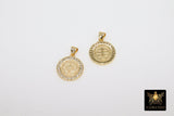 St. Benito Charms, CZ Pave Cross St. Benedict Charm AG 2733, Gold Plated Round Medallion Medals