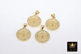 St. Benito Charms, CZ Pave Cross St. Benedict Charm AG 2733, Gold Plated Round Medallion Medals