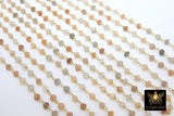 Multi Moonstone Chain, Unfinished 4 mm Beaded Beige CH #529, Gray Ivory Gold Wire Wrapped Chains