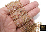 Multi Moonstone Chain, Unfinished 4 mm Beaded Beige CH #529, Gray Ivory Gold Wire Wrapped Chains