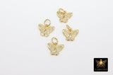 Gold CZ Butterfly Charms, Tiny Cubic Zirconia Small Butterflies, AG 2783