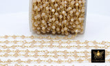 Creamy Beige Chain, 6 mm Chains for Jewelry CH# 414, Gold Wire Wrapped