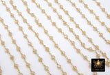 Creamy Beige Chain, 6 mm Chains for Jewelry CH# 414, Gold Wire Wrapped