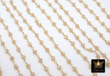 Creamy Beige Chain, 6 mm Chains for Jewelry CH# 414, Gold Wire Wrapped