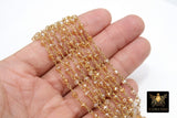 Smoky Beige AB Chain, 4 mm Black Wire Wrapped Beaded Crystal CH# 416, By the Foot