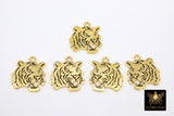 Gold Tiger Head Charm, Reversible Gold Plated Striped Tiger Head #3141, LSU Animal Head Beads Charms