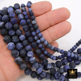 Matte Sodalite Blue Beads, Frosted Navy and Black Round Beads BS# 129, size 6 mm 8mm 10 mm 15 in FULL Strands