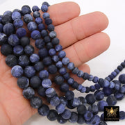 Matte Sodalite Blue Beads, Frosted Navy and Black Round Beads BS #129, size 6 mm 8mm 10 mm 15 in FULL Strands