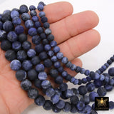 Matte Sodalite Blue Beads, Frosted Navy and Black Round Beads BS #129, size 6 mm 8mm 10 mm 15 in FULL Strands