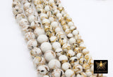 White Cream Turquoise Beads, Smooth Round Beige and White Marbleized Beads BS #132, sizes in 6 mm 8 m 10 mm 15.75 inch Strands