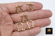 Genuine 18 K Gold Plated Brass Shackle Clasp, Tiny Ring Connector Clasps #2313, 14 mm Jewelry Purse Screw Clasps