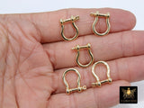 Genuine 18 K Gold Plated Brass Shackle Clasp, Tiny Ring Connector Clasps #2313, 14 mm Jewelry Purse Screw Clasps