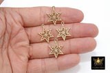 Gold Filled Star Charms, Medium Filigree Dainty Starburst Pendants #124, Bracelet