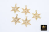 Gold Filled Star Charms, Medium Filigree Dainty Starburst Pendants # 124, Bracelet
