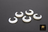 Double Horn Charm, 12 mm Tiny Mother of Pearl Crescent Moon Beads #25, White Boho Horn Drilled 1 mm Hole - 1 Piece