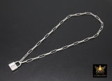 925 Sterling Silver Lock Necklace, Solid Silver Locking Clasp Elegant Submissive Discreet Day Collar, BDSM Jewelry