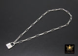 925 Sterling Silver Lock Necklace, Solid Silver Locking Clasp, Elegant Submissive Discreet Day Collar