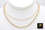 Gold Chain Necklace, 14 K Gold Filled Paperclip and Rolo Everyday Choker, Rectangle Oval Chain Choker