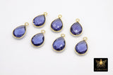Iolite Teardrop Charms, Gold Plated Oval Gemstone Charms # 2846, Sterling Silver Birthstone Pendants