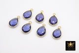 Iolite Teardrop Charms, Gold Plated Oval Gemstone Charms #2846, Sterling Silver Birthstone Pendants