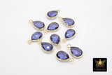 Iolite Teardrop Charms, Gold Plated Oval Gemstone Charms # 2846, Sterling Silver Birthstone Pendants