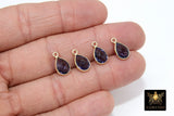 Iolite Teardrop Charms, Gold Plated Oval Gemstone Charms # 2846, Sterling Silver Birthstone Pendants