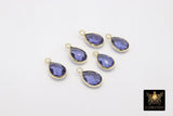 Iolite Teardrop Charms, Gold Plated Oval Gemstone Charms # 2846, Sterling Silver Birthstone Pendants
