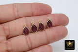 Amethyst Teardrop Charms, Gold Faceted Oval Purple Gemstone #2851, Sterling Silver Birthstone Pendants