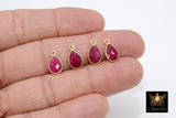 Ruby Teardrop Charms, Gold Plated Oval Blue Gemstones #2850, Sterling Silver Birthstone Pendants - 1 Pc - Small Drop