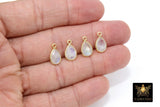 Moonstone Teardrop Charms, Gold Plated Oval White Gemstones #2853, Sterling Silver Birthstone Pendants