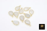 Moonstone Teardrop Charms, Gold Plated Oval White Gemstones #2853, Sterling Silver Birthstone Pendants