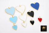 Gold Enamel Heart Charms, Pink Black Red and Baby Blue Hearts #2431, Large Hole White Heart Jewelry Charms