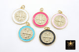 St. Benito Charms, Cross Charms in Aqua Blue Pink Black White Enamel #942, St. Benedict Rosary Bracelet