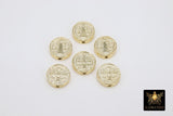 St. Benito Beads, Gold 14 mm Cross St. Benedict Round Bead #2835, Dime Size Round Medallion Medals