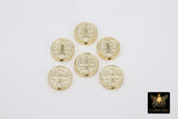 Gold St. Benito Beads, 11 or 14 mm Cross St. Benedict Round Bead #2836, Dime Size Round Medallion Medals