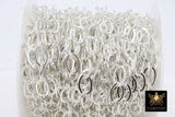 Silver Oval Chain, Gold Flat Oval Cable Chains CH #202, Unfinished 8 x 10 mm Gold Rolo Oblong Paperclip Chains