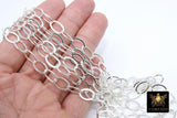 Silver Oval Chain, Gold Flat Oval Cable Chains CH #202, Unfinished 8 x 10 mm Gold Rolo Oblong Paperclip Chains