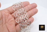 Silver Oval Chain, Gold Flat Oval Cable Chains CH #202, Unfinished 8 x 10 mm Gold Rolo Oblong Paperclip Chains