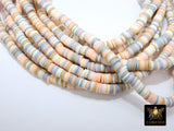 2 Strands 6 mm Clay Flat Beads, Pink Ivory Peach Gray Heishi beads in Polymer Clay Disc CB #133, Rondelle Multi Color