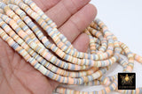 2 Strands 6 mm Clay Flat Beads, Pink Ivory Peach Gray Heishi beads in Polymer Clay Disc CB #133, Rondelle Multi Color