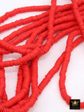 2 Strands 6 mm Clay Flat Beads, Red Heishi beads in Polymer Clay Disc CB #135, Bright Red Rondelle Multi Color