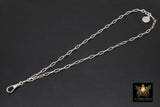 Silver Swivel Fob Chain Necklace, 925 Sterling Silver Rectangle Rolo Chain, Front Clasp Paperclip Chain Link Dainty Choker