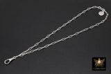 Silver Swivel Fob Chain Necklace, 925 Sterling Silver Rectangle Rolo Chain, Front Clasp Paperclip Chain Link Choker