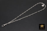 Silver Swivel Fob Chain Necklace, 925 Sterling Silver Drawn Rectangle Chain, Front Clasp Paperclip Chain Link Choker